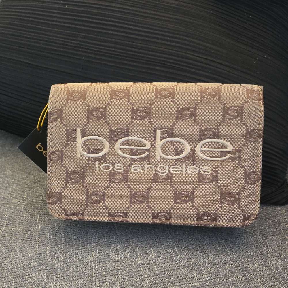 bebe Beige Brown Monogram Crossbody 7 1/2x5x2